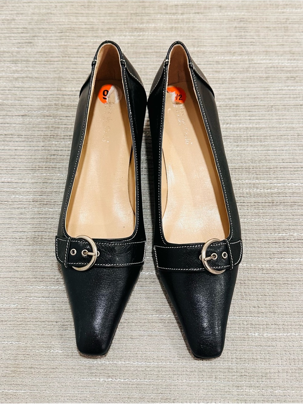 Max De Carlo  Black Leather Heels Pumps Size  9,5B Made in Italy